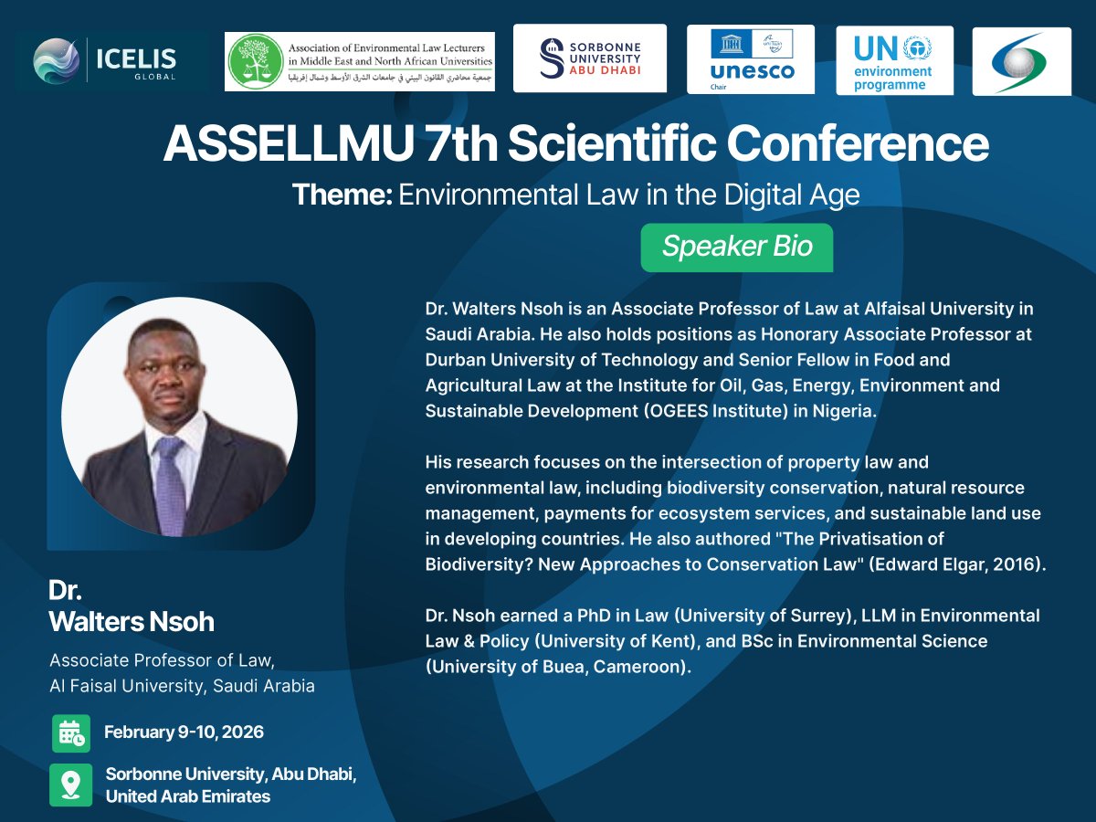 icelisglobal's tweet image. We are happy to introduce the speakers for Panel A of workshop 4: Business and Industry Perspectives during the 7th Association of Environmental Law Lecturers in Middle East and North African Universities (@ASSELLMU) Scientific Conference.

The panel will explore how business…