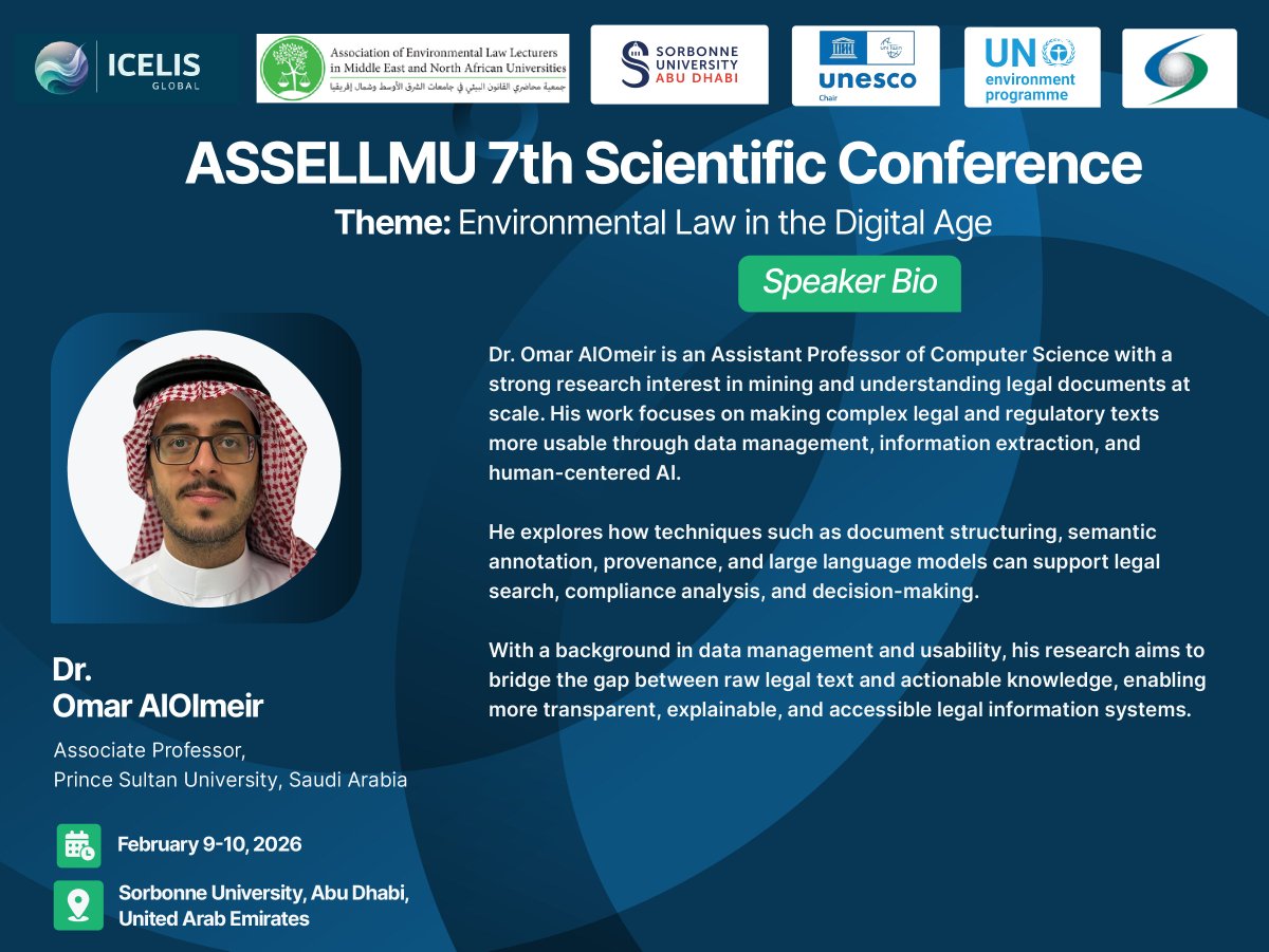 icelisglobal's tweet image. We are happy to introduce the speakers for Panel A of workshop 4: Business and Industry Perspectives during the 7th Association of Environmental Law Lecturers in Middle East and North African Universities (@ASSELLMU) Scientific Conference.

The panel will explore how business…