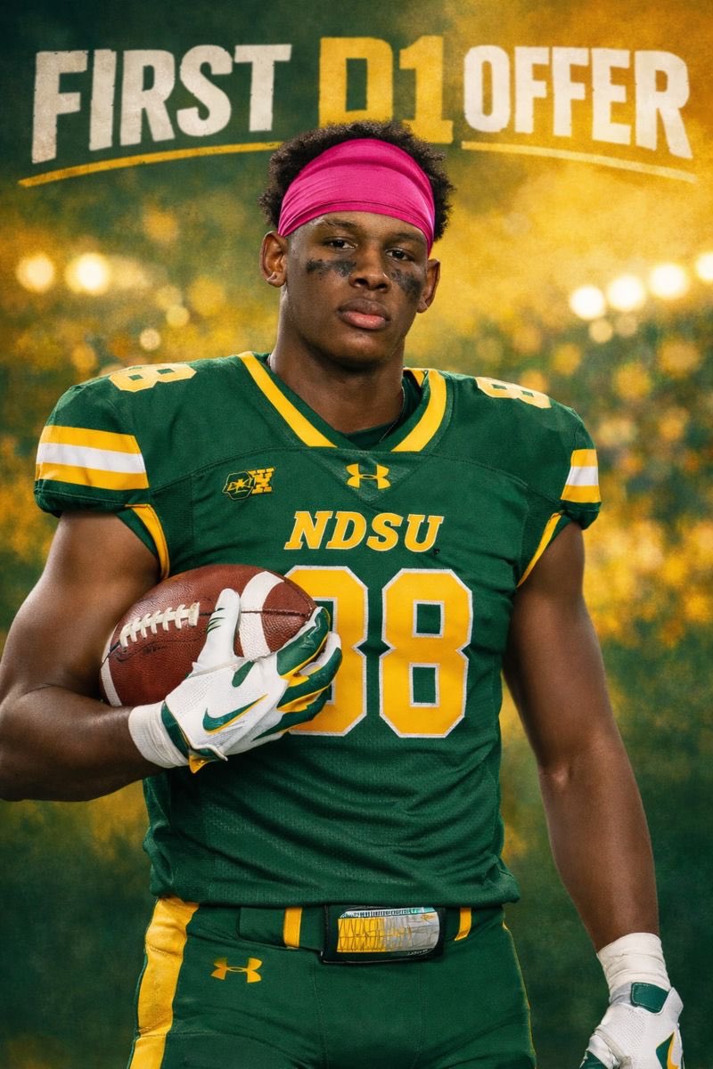 Blessed to receive my first Division I offer from <a href="/NDSUfootball/">NDSU Football</a> . Grateful for the opportunity and ready to keep working <a href="/CoachLJ38/">Carlton Littlejohn</a> <a href="/CoachTimNDSU/">Tim Polasek</a> Thankful for everyone who’s supported me along the way. 💚💛 #FirstD1Offer #NDSU #BisonPride