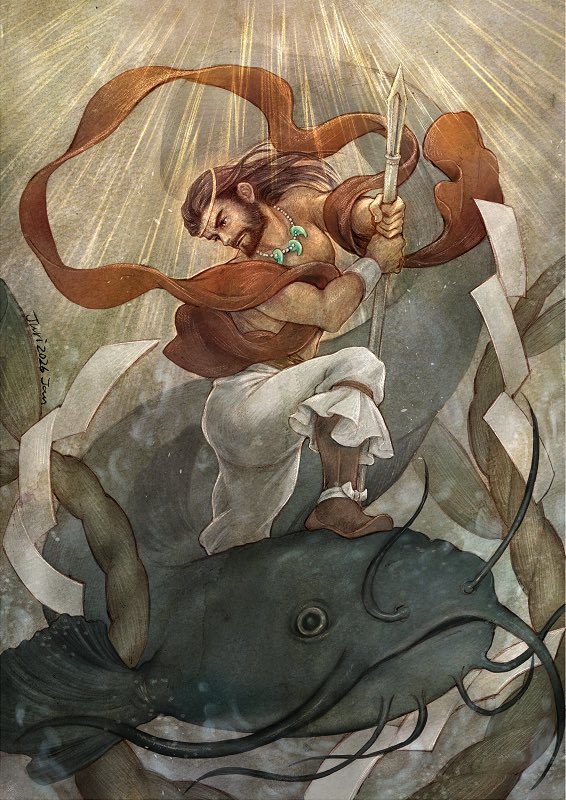 なんとなく描きたくなって描いた武甕槌。やっぱり男性はあんまり上手く