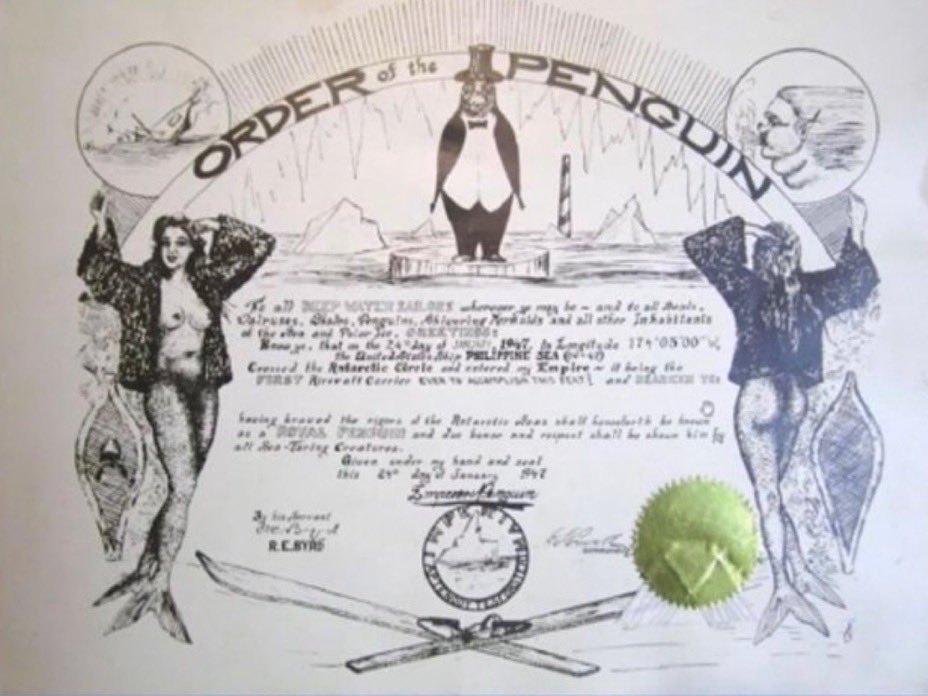DID YOU KNOW: Antarctic Lodge No. 777 is a real freemason lodge founded by Admiral Richard E. Byrd January 24, 1947 during his Operation Highjump expedition, nicknamed "Order of the Penguin" for members crossing the Antarctic Circle.

CONSEQUENTLY: ONE YEAR LATER on January 27,
