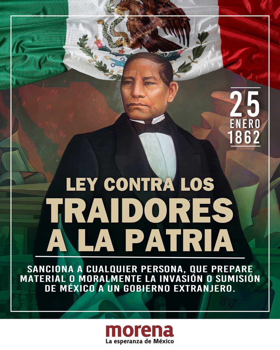 Quien traiciona, la ley no olvida. 😉

Hay quienes olvidan que pedir la intervención de potencias extranjeras en asuntos que solo nos corresponden a los mexicanos tiene un nombre: Traición. 

Un dia como hoy de 1862, Benito Juárez promulgó esta ley para proteger a México.

El