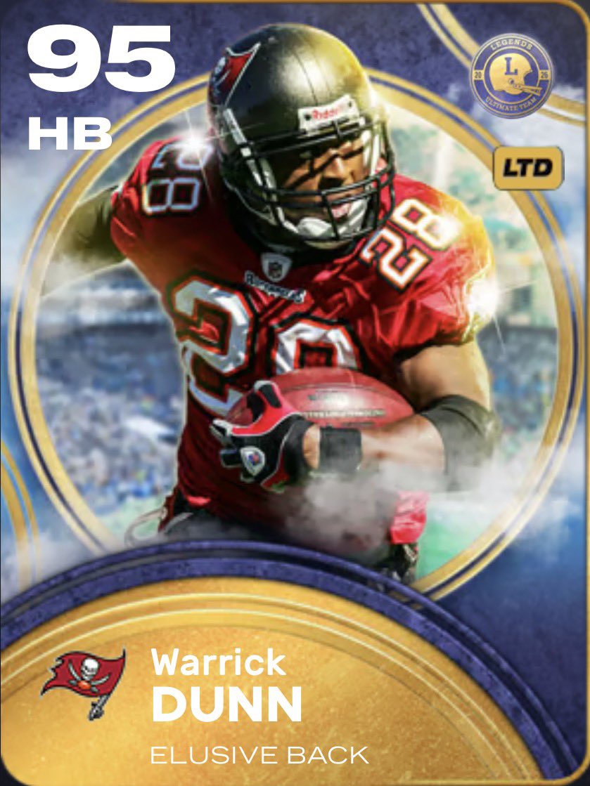 VFormationGG's tweet image. The Brand NEW Warrick Dunn is by FAR the best Running Back in Madden 26!

- 97 COD BASE makes him the best running back for the OVERPOWERED speed boost

-  He is Also 5’9 187 giving him the fastest running style body type 

- 97 speed on a theme team (Bucs,Falcons) not the…