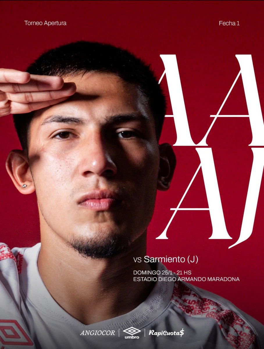 #AAAJ Spieltag 1️⃣

Heute beginnt eine neue Saison, heute beginnt eine neue Hoffnung!

🏆 <a href="/LigaAFA_Eng/">Liga Profesional Eng</a> 
🆚 Sarmiento
🏟️ Estadio Diego Armando Maradona
⏱️ 9:00PM 🇦🇷 / 01:00AM 🇩🇪 
⚖️ Andrés Gariano 
📺 ESPN Premium