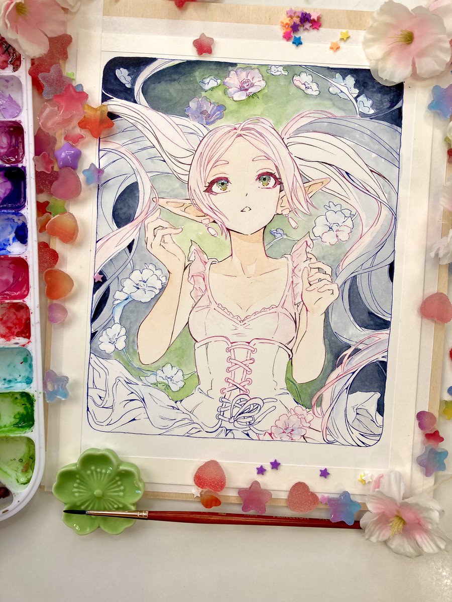Wip: Frieren 💙

Live now painting Frieren in watercolor!✨🌸✨

🎉 twitch.tv/OakteaParty  💫