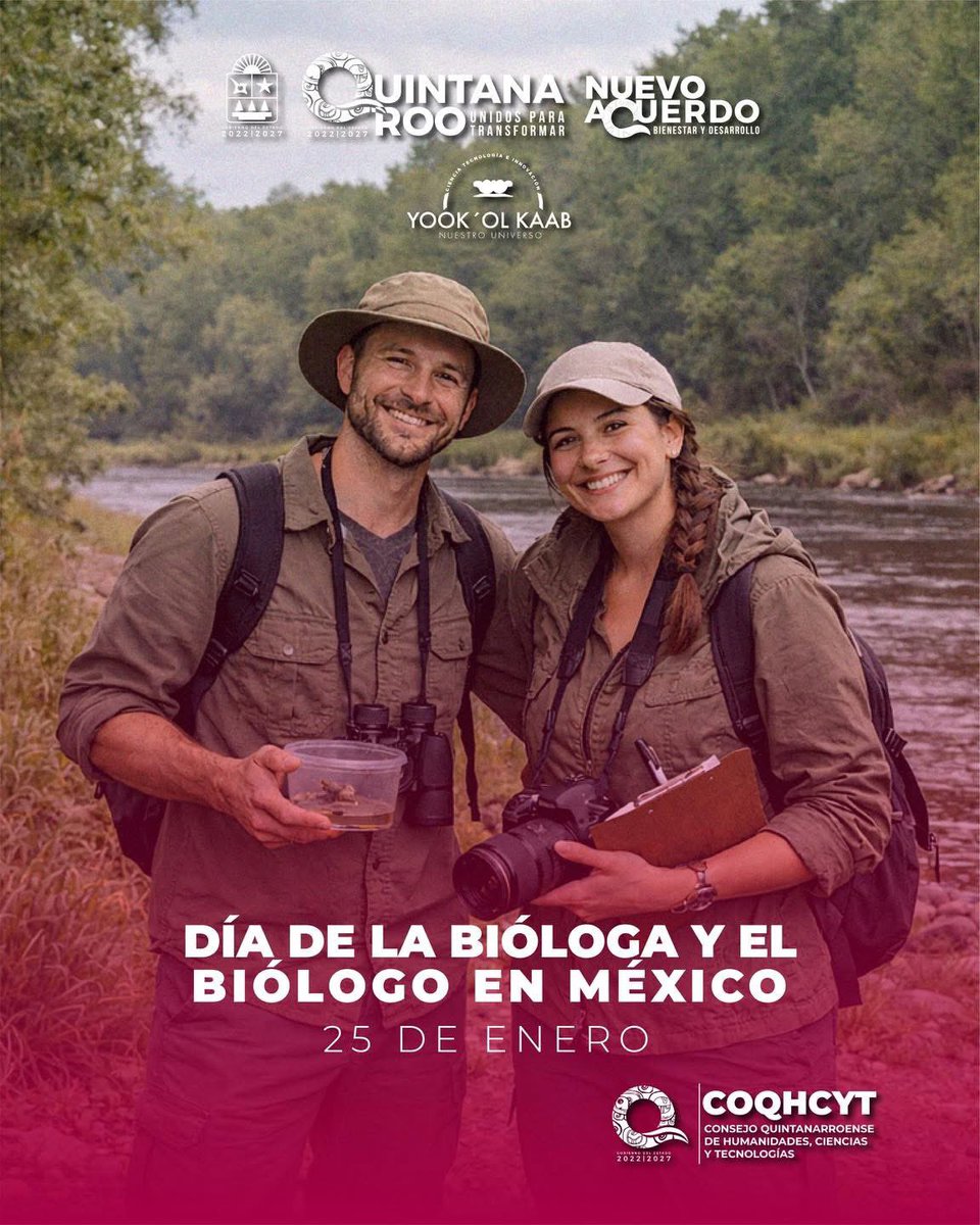 24 de enero | Conmemoramos el Día de la Bióloga y el Biólogo en México. 🌱🔬

Hoy reconocemos a la bióloga y al biólogo, cuya labor científica impulsa el conocimiento, la conservación y el respeto por la vida. 🌱🔬

#UnidosParaTransformar
#CienciaParaTransformar