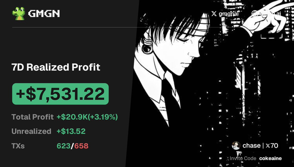 cokeainex's tweet photo. Persistency is everything. 

I’m nowhere near my peak, but after five months staring at charts 10–15 hours a day, rinsing my port over and over, I finally have something I’m proud of posting. 

Memecoins aren’t dead, and as long as they're around i will change my life. https://t.co/8OjcfHVUe0