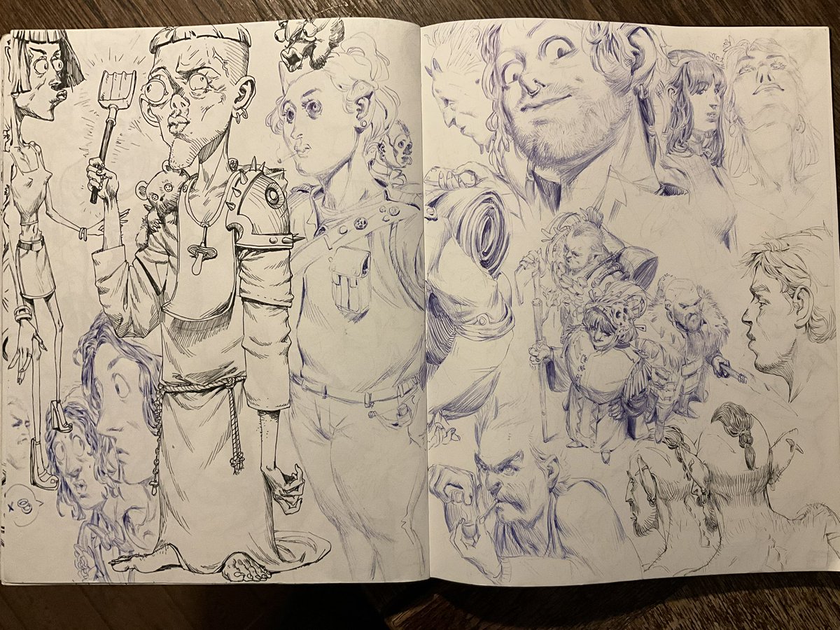 Xavierdespinay's tweet image. More direct ink from imagination in sketchbook
Ballpoint pen and pen