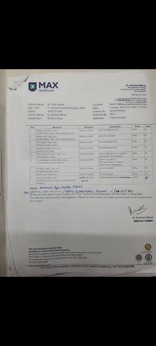 09mohit's tweet photo. @DrAmbrishMithal part4: 
Trajenta 5 mg- 1 time
Voglibose 0.3 mg- 2 times
He is also suffering from a urine infection.urine report shows:
Protein (+)
Glucose (++)
attached SC
1-urine report, 2-urine infection medicine, 3-current dibetic medicine 4-Herpes wysolone medecine(stopped frm 2 days) https://t.co/tsux9JqYTR