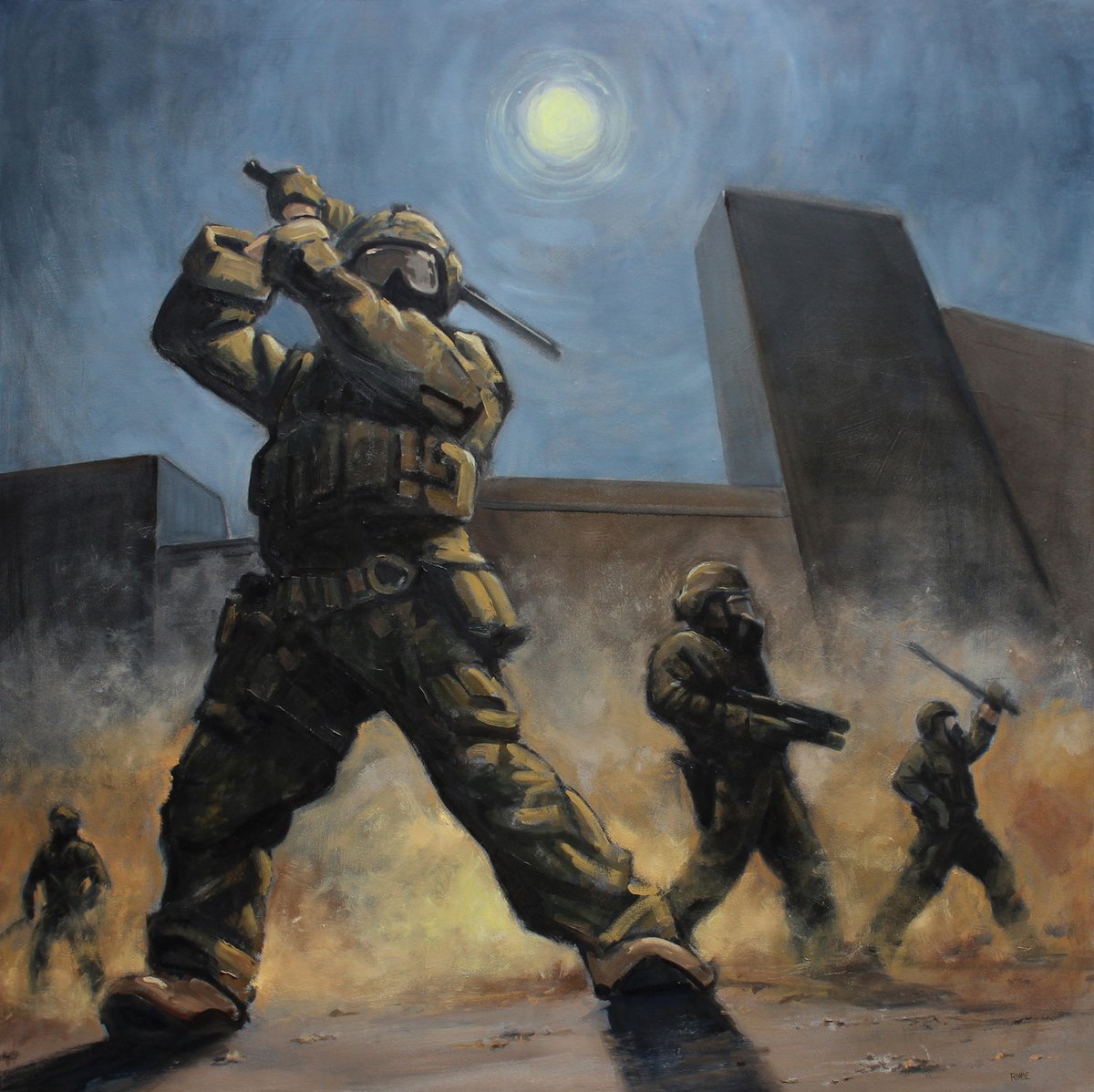 I painted this about five years ago as a warning of what might happen if we didn't get our collective acts together.  I keep having to repost it because it's happening more and more.  "Submit", oil on canvas, 45"x45".