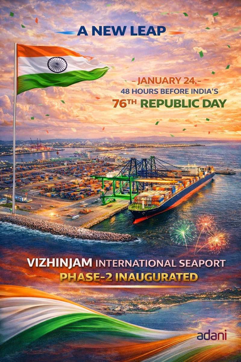 No__negativtyxd's tweet image. "Two days before #India saluted the #Tricolour on its 76th #RepublicDay,
the nation strengthened its economic sovereignty on the shores of Kerala.

With the inauguration of #VizhinjamInternationalSeaport – Phase 2, #India took a decisive step towards controlling its own trade