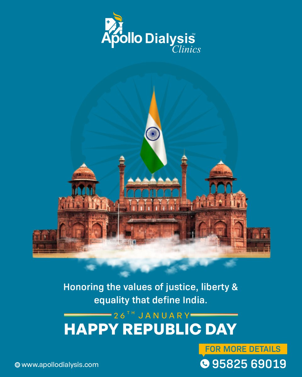 ApolloDialysis's tweet photo. On this Republic Day, we salute the values that keep our nation strong—care, equality, and dignity for all.

Happy Republic Day https://t.co/n9R8DHUuXz