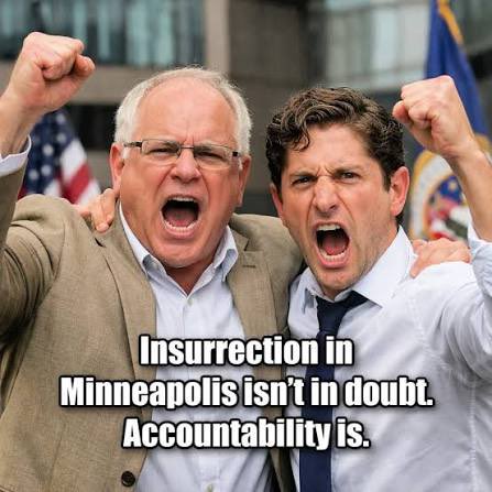 Why haven’t insurrectionists <a href="/GovTimWalz/">Governor Tim Walz</a> and <a href="/MayorFrey/">Mayor Jacob Frey</a> been held accountable yet for inciting violence and blatantly obstructing <a href="/ICEgov/">U.S. Immigration and Customs Enforcement</a> operations?