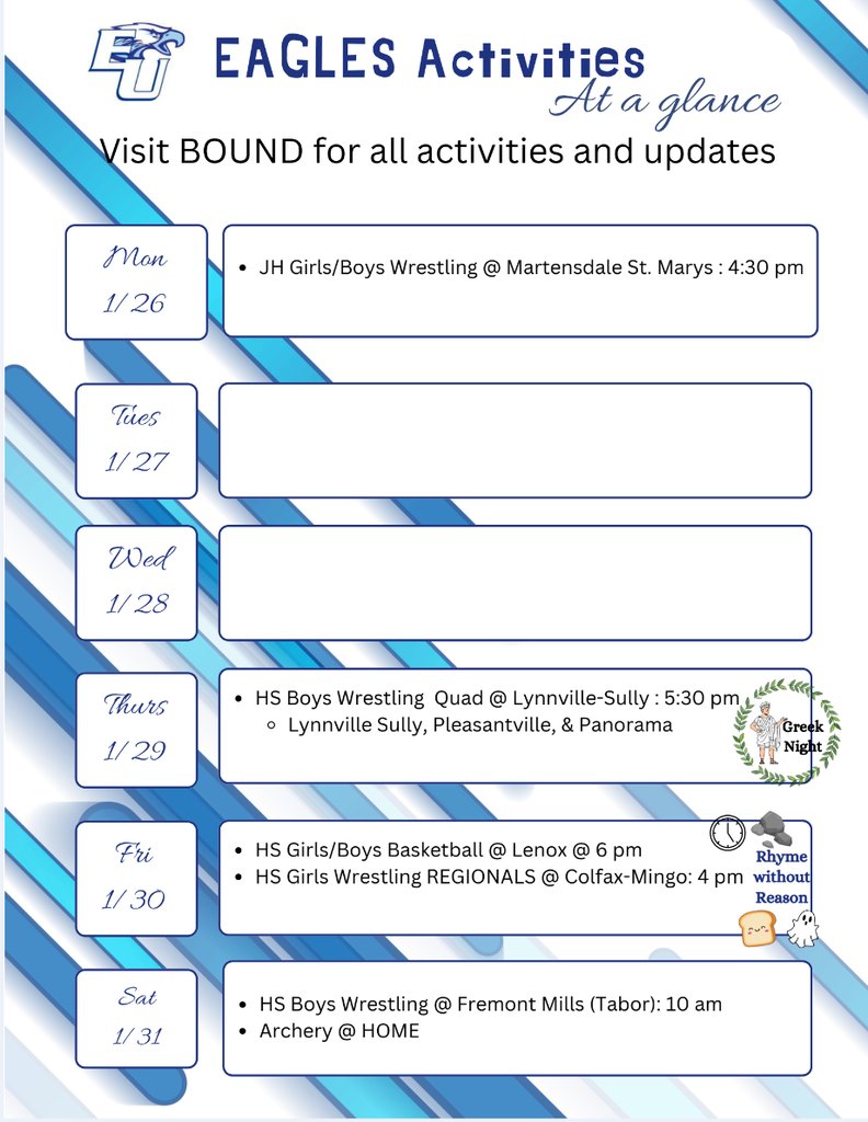 EU_CSD's tweet image. Eagles have a lighter schedule this week, but the Girl Wrestlers head to Colfax-Mingo for Regionals on Thursday!