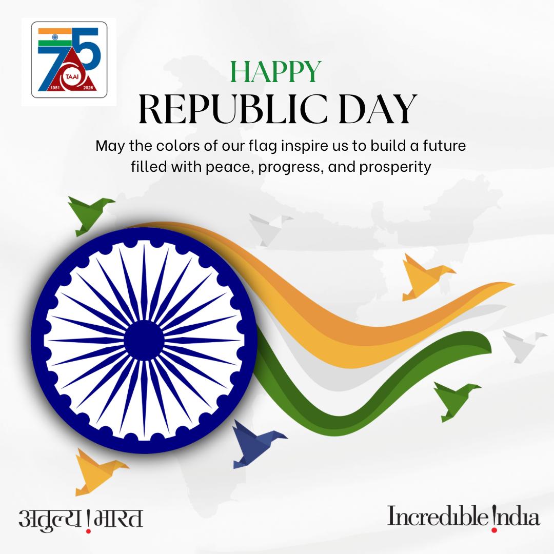 Happy Republic Day! 🇮🇳

May the colours of our Tricolour inspire us to build a future filled with peace, progress &amp; prosperity. 
Let’s celebrate the spirit of unity, pride, and freedom.

Jai Hind! 🇮🇳

#HappyRepublicDay #RepublicDay2026 #India #ProudIndian #JaiHind #VandeMataram