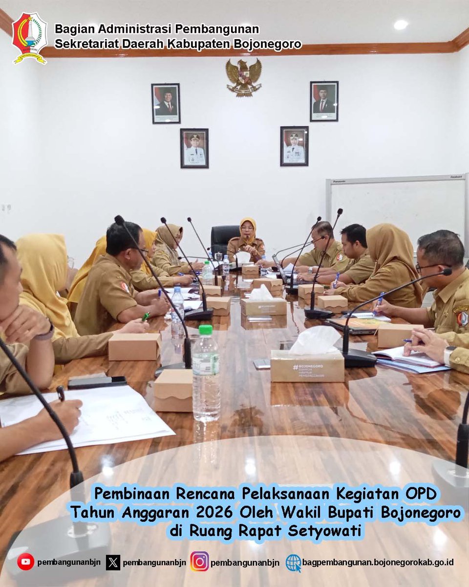 Wakil Bupati Bojonegoro Hj. Nurul Azizah melakukan pembinaan Rencana Pelaksanaan Kegiatan OPD Tahun Anggaran 2026 di Ruang Lingkup Pemerintah Bojonegoro, sesuai jadwal yang sudah ditentukan… 

Baca selengkapnya di  bagpembangunan.bojonegorokab.go.id