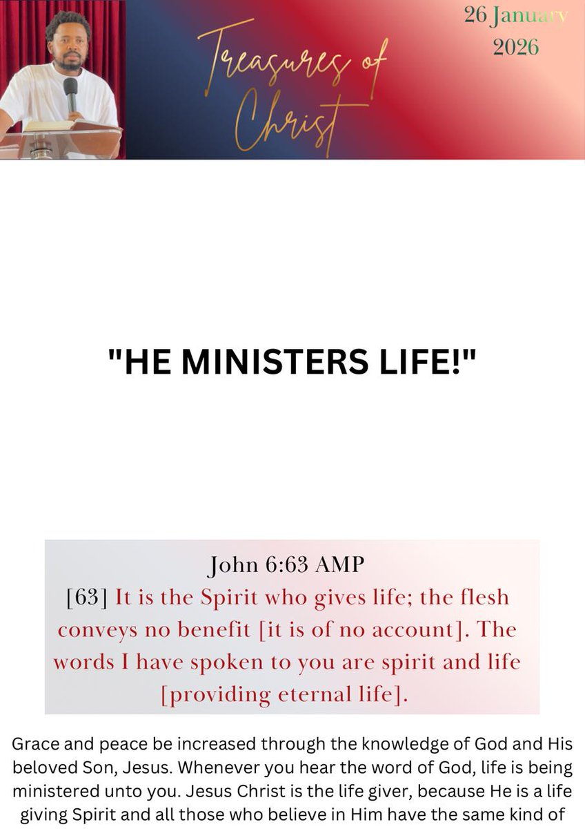 houseofgracent's tweet photo. Grace and peace be increased through the knowledge of God and His beloved son Jesus.🙏🏽😇

Please receive today’s Treasures of Christ Daily Devotional "HE MINISTERS LIFE" https://t.co/8sf1FvCdfj