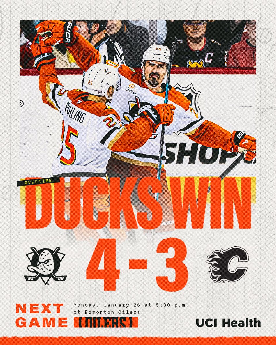 DUCKS COMEBACK OT DUB!!!!

SEVEN IN A ROW!!!!!

#FlyTogether