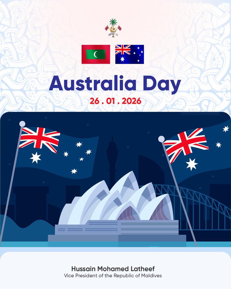 As the Government and the friendly people of Australia celebrate Australia Day, I wish to extend my sincere greetings of the day and best wishes for the continued progress and prosperity of Australia. 

I also wish for continued close collaborations between the Maldives and