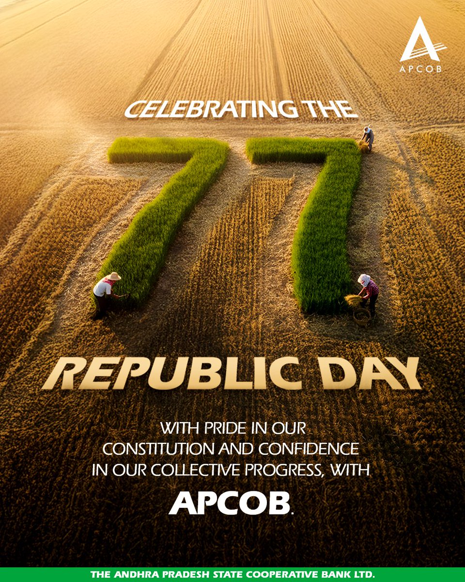 APCOB3's tweet photo. 77 years of constitutional values, nurtured by the hands that build our nation. Happy Republic Day from APCOB.

#APCOB #RepublicDay2026 https://t.co/j0xkdh0KlW
