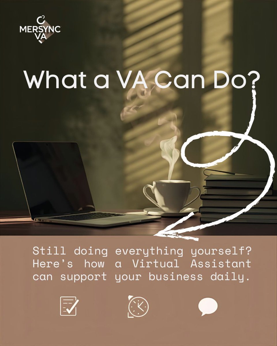 MerSyncva's tweet photo. Still doing everything yourself? Here's how a Virtual Assistant can support your business daily.

#VirtualAssistantServices #OutsourceTasks #BusinessSupport #EntrepreneurLife https://t.co/A6GvALYJ3t