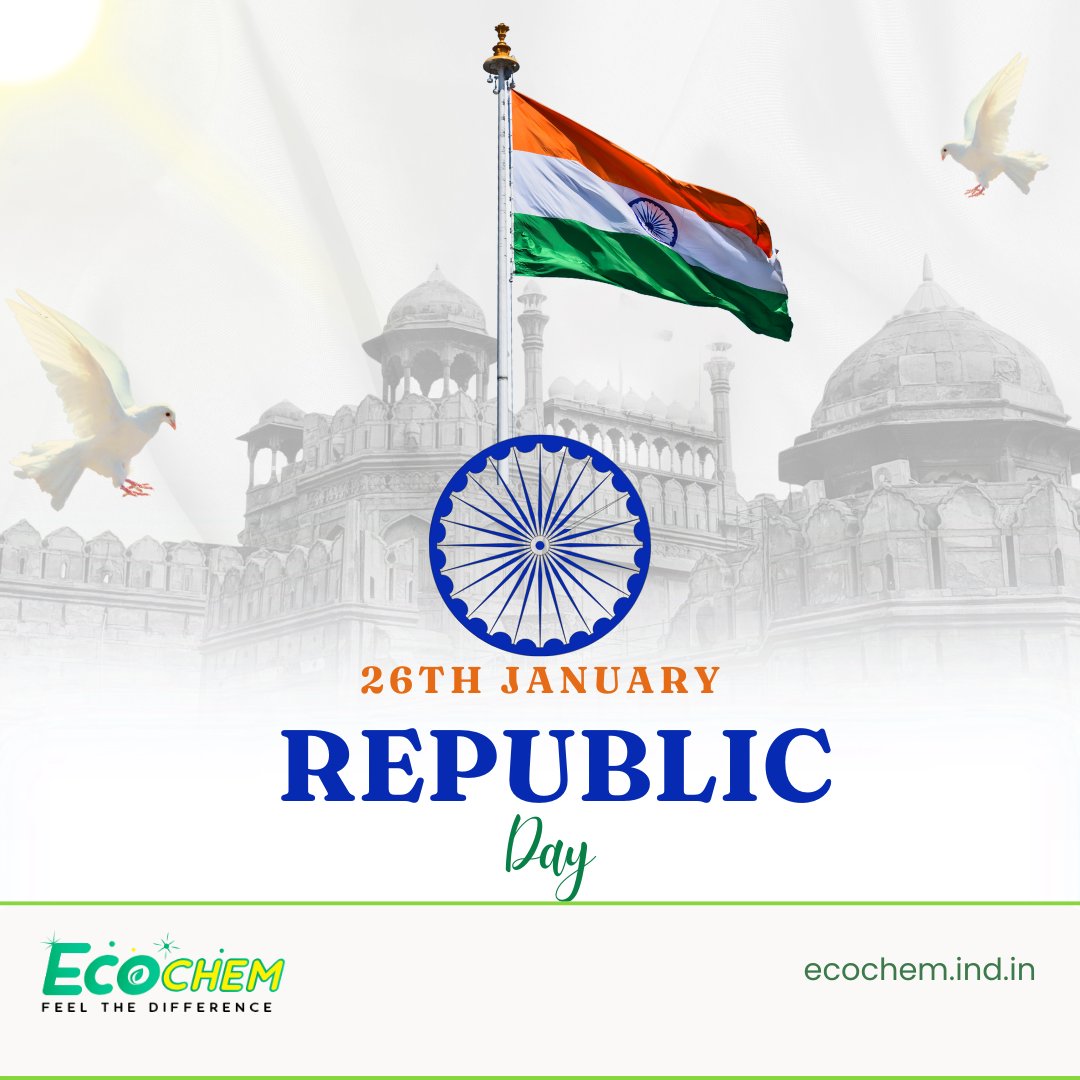 ecochemindia's tweet image. Celebrating the spirit of India with innovation, integrity, and sustainability. 
Wishing everyone a Happy Republic Day! 
.
.
#RepublicDay2026 #Ecochem #ProudToBeIndian #GreenIndia #DigitalSignage #CleanIndia #StartupIndia