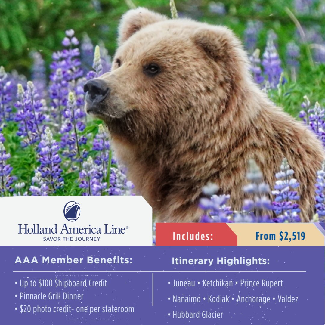 Join AAA travelers this August and sail roundtrip from Seattle on a special AAA Member Appreciation Cruise, with stops in Kodiak, Valdez, Prince Rupert, and more. Experience Alaska’s dramatic scenery and wildlife—plus enjoy exclusive AAA member savings.

vacations.oregon.aaa.com/9009514/2026-a…