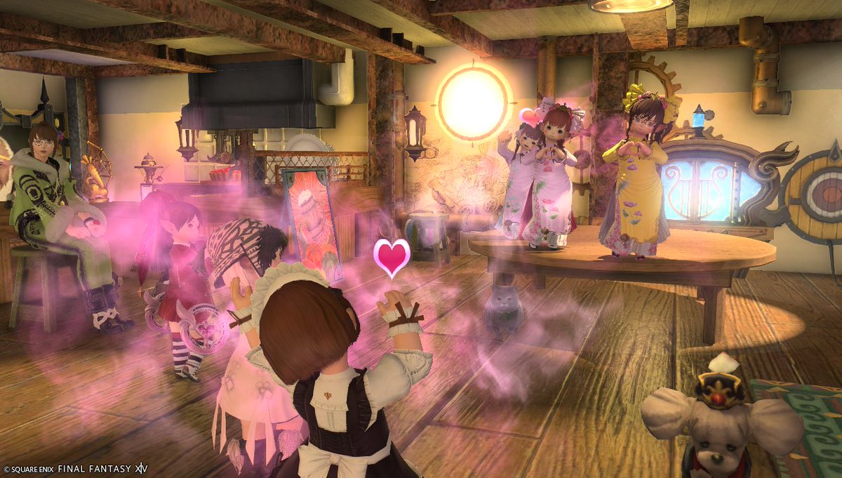 昨日の #ララズヘブン さま！
おﾋﾟﾝｸｶﾞｽで充満してたり
料理の話題で盛り上がってたり♪

ついでに言っておきますが
私は特にウスターソース好きってわけではございませんｗ
#FF14 #FFXIV #ララフェル