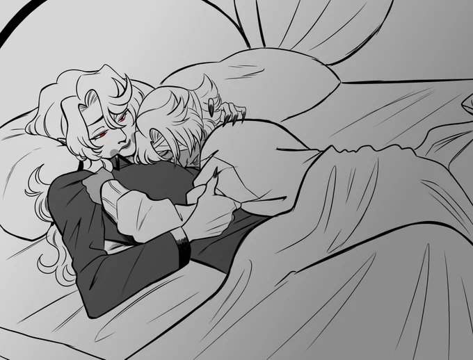 #ChaggieWeek2026 Day 1: Daily/Nightmare

Cuddles keep the nightmares aware. Mostly.

#chaggie #HazbinHotel 