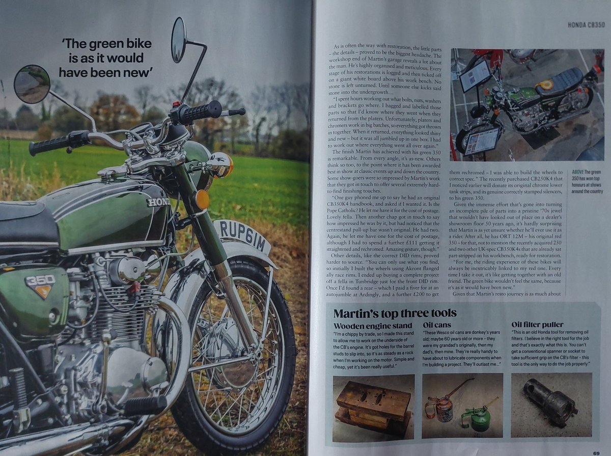 MartinShort69's tweet photo. Classic Bike February 2026 - 1973 Honda CB350K4 magazine article https://t.co/JpzOqavQoK