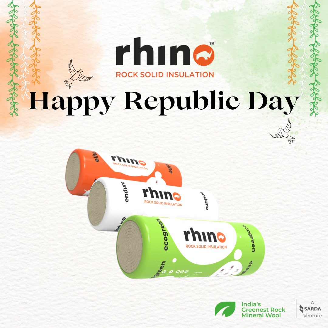 rhinoinsulation's tweet photo. Charging ahead with unbreakable pride! At Rhino Rock Solid Insulation, we honor Republic Day by fortifying India’s dreams— one strong structure at a time. Jai Hind! #RepublicDay2026 #RhinoInsulation #ProudlyIndian #RockMineralWool https://t.co/t36aO6Om7p