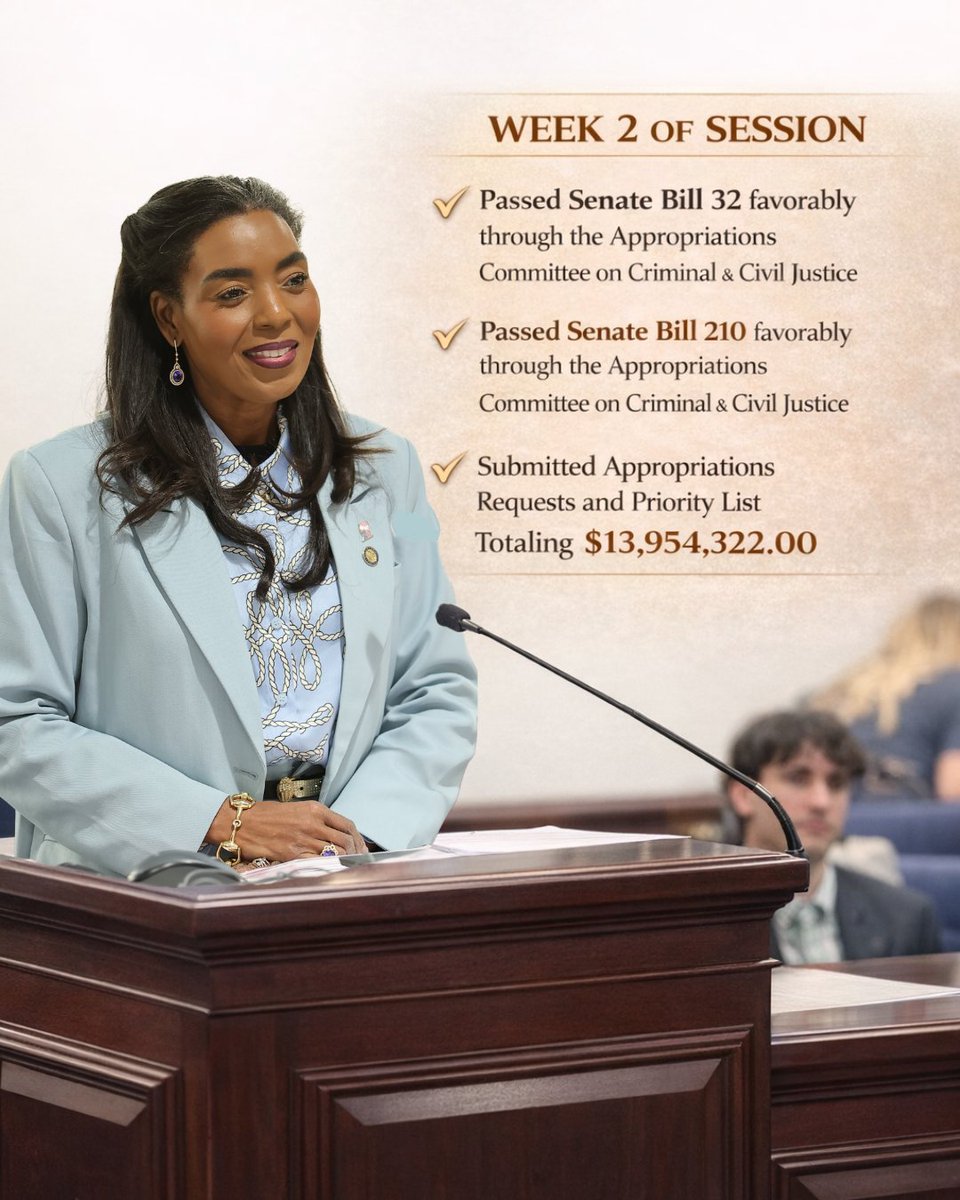 Barbarasharief's tweet photo. Week 2 = Momentum. 💛💪
Two bills advanced ✅✅ and I’m pushing hard for the priorities our communities need. 🏛️📌
More to come. 👀✨
FloridaSenate #LegislativeSession #District35 #SB32 #SB210 https://t.co/yTCALUnOAh