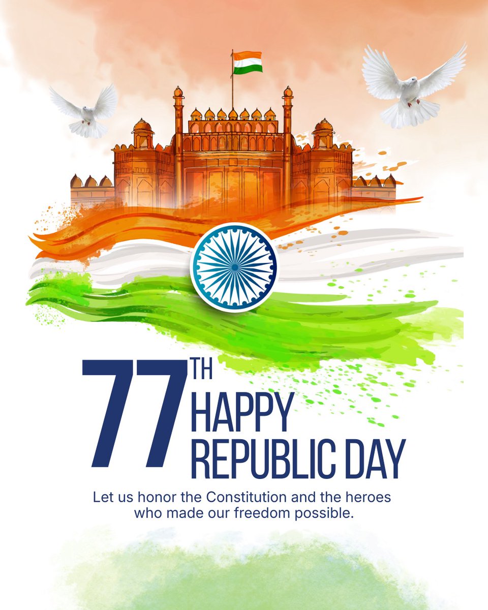 🇮🇳 Happy Republic Day – 26 January 🇮🇳
Today we celebrate the pride of our Constitution and the spirit of a united India.
Let’s honor our freedom fighters and pledge to uphold the values of justice, liberty, equality &amp; unity.