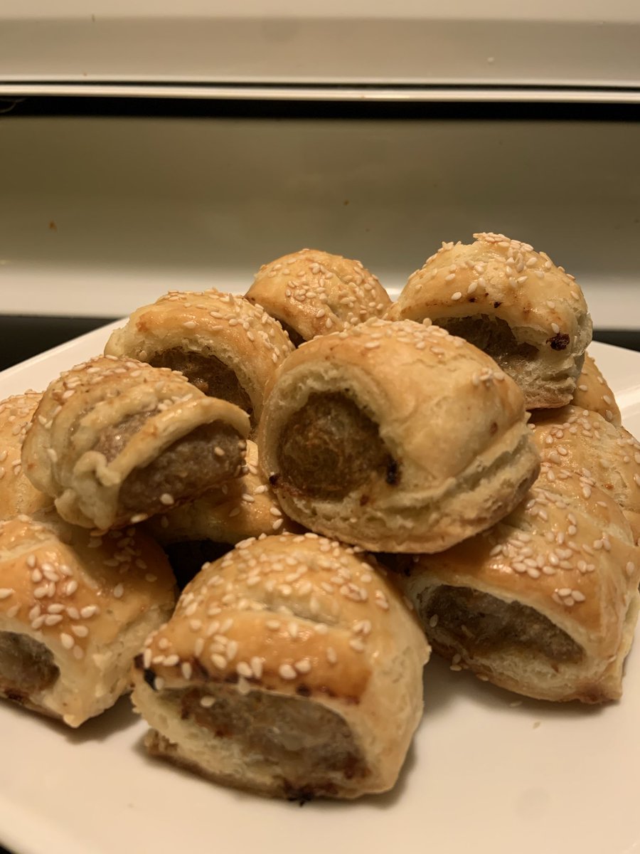 Homemade sausage rolls. 

Husband made the pastry for me, I made the meat mixture and made the rolls. 

We make a great team!!!