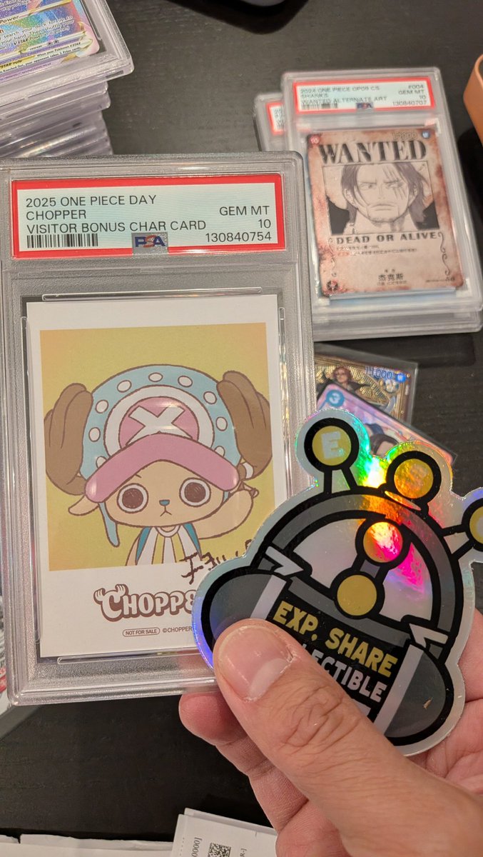 Heard you folks love the cute Chopper from Chopper’s Friend… so let’s do a rare GAW!! 🎉

Pop 2 PSA 10 OP Day participant promo Chopper (non-OPTCG) 🦌✨
1️⃣ Follow us
2️⃣ Like &amp; RT
3️⃣ Reply w/ your favorite Chopper reactions/gestures
4️⃣ Winner drawn 1/31 (no burner account)