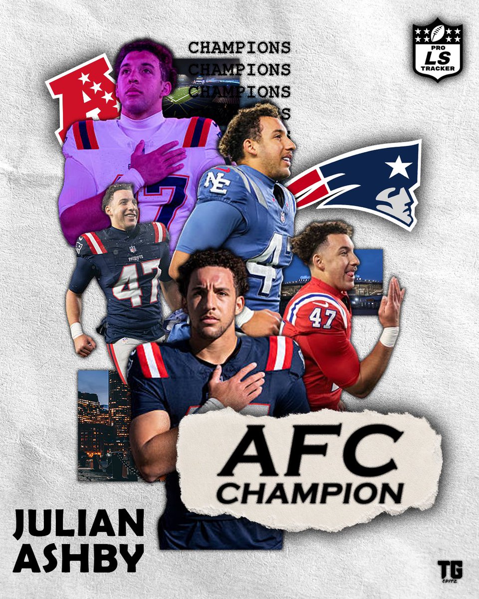 AFC CHAMPION:

The New England Patriots and Julian Ashby (<a href="/julian13ashby/">Julian Ashby</a>) are AFC Champions! Ashby is set to be the first rookie LS in NFL history to start in the Super Bowl.

#Patriots #Vanderbilt #ConferenceChampion #LongSnap #LongSnapper #LongSnapping #Football #Pro #NFL