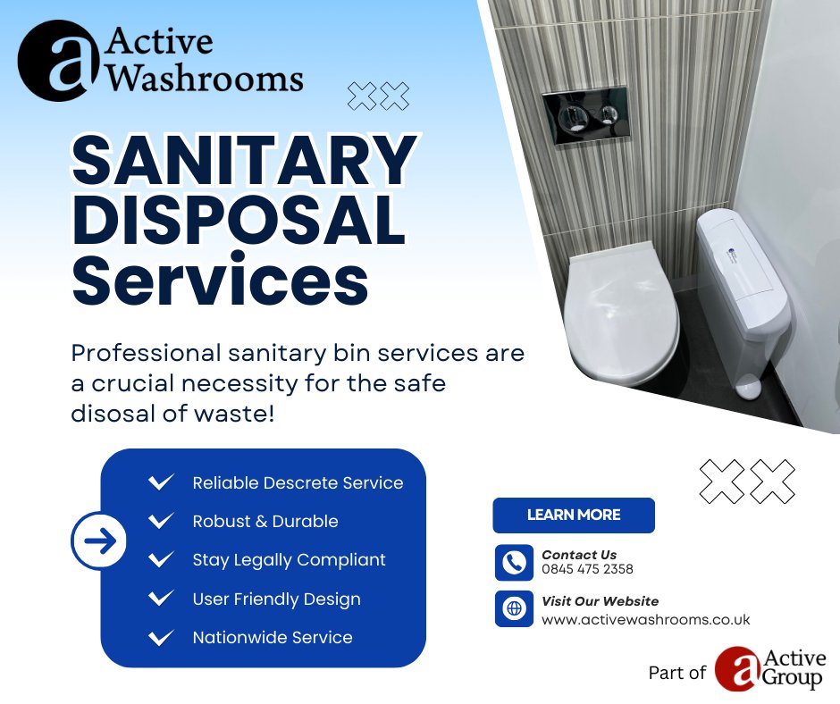Stay legally compliant with our range of sanitary disposal services 🗑
We have a range of sizes with flexible service solutions. Start your enquiry here 👇
activewashrooms.co.uk/products-servi… #SanitaryDisposal #UserFriendlyDesign #washroom #washroomdesign #LeadingTheWay #ActiveWashrooms