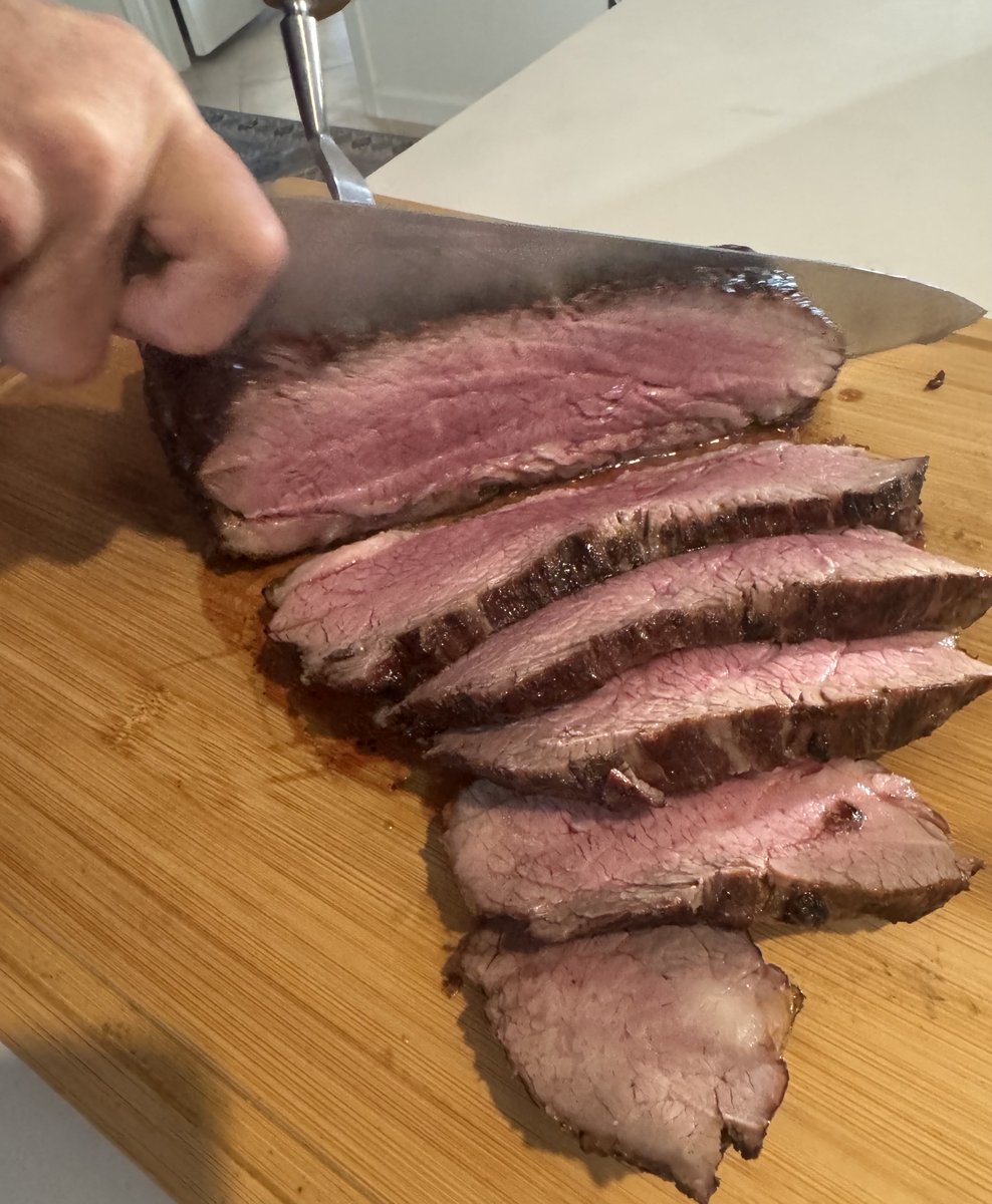 SCarusetta's tweet image. At $5 to $7 per pound, tri tip is an often-made household favorite!
Great flavor, great meat.
Two hours or so in a 225F-250F oven then thrown on the grill for fun.
Yum!