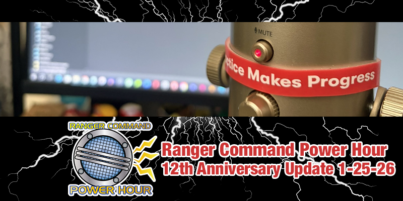 PODCAST - RCPH 12th Anniversary Update 1-25-26 

In this 12th Anniversary update, Eric talks about life changes in the past year and upcoming changes for 2026. There are updates of the status of the podcast and unreleased episodes. 

Here's to 12 years. 

rangercommand.com/ranger-command…