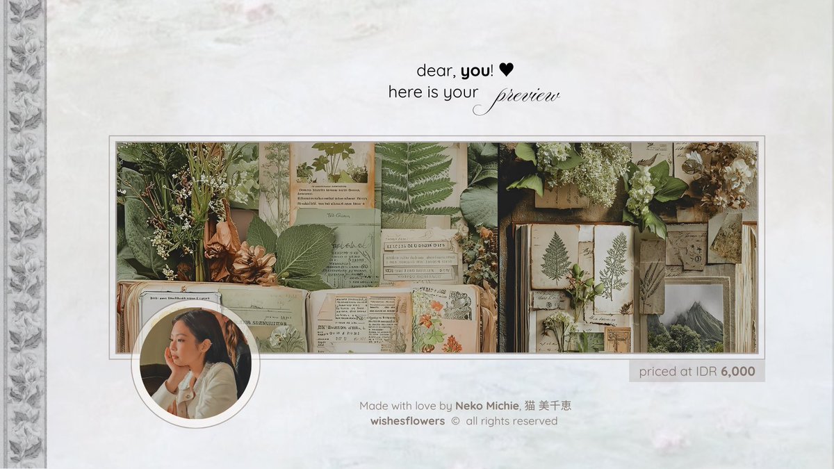 wishesflowers's tweet image. a repost would be very appreciated! 🌺

#zonauang  |  beloved morning, my dearest flowers. I have (35) ready stock layout from Jennie Ruby Jane’s latest updates. priced at IDR 6,000 and already available in JPG + PNG for avatars. knock and ring my bell if you are interested! 📖🤍