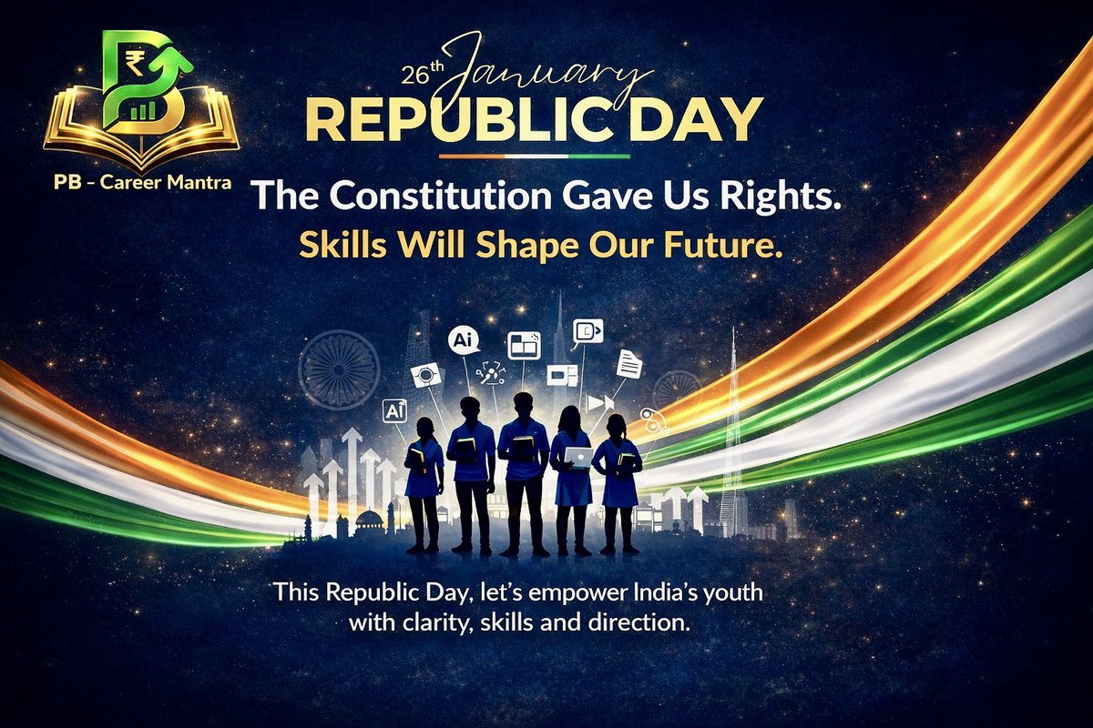 Happy 77th Republic Day
From Constitution to Capability, Confusion to Clarity - India rises.

Time to empower minds and build futures.

- PB Career Mantra 
      Kuch Kaam Kar Lo
Premitbrothers.com

#CoachAmitPremit #KuchKaamKarLo #PremitBrothers #HolisticLiving #RepublicDay