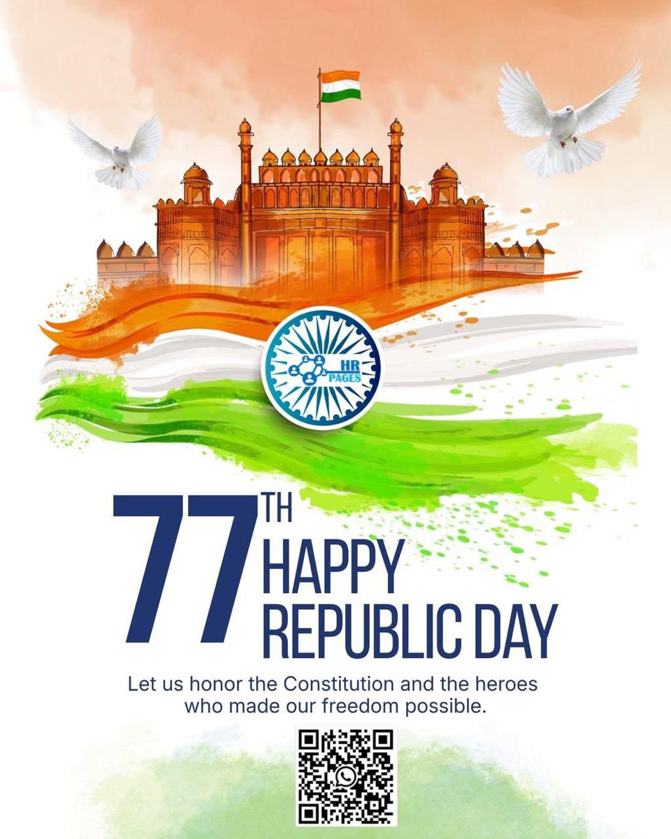 hr_pages's tweet photo. Warm Republic Day greetings from HR Pages! Let the tricolour inspire unity, dedication, and shared success in our workplaces. Jai Hind!

Happy Republic Day 2026! Celebrate India’s 77th Republic Day on January 26
#RepublicDay2026 #India #ProudToBeIndian #HRPages https://t.co/VTZbDhG1kB
