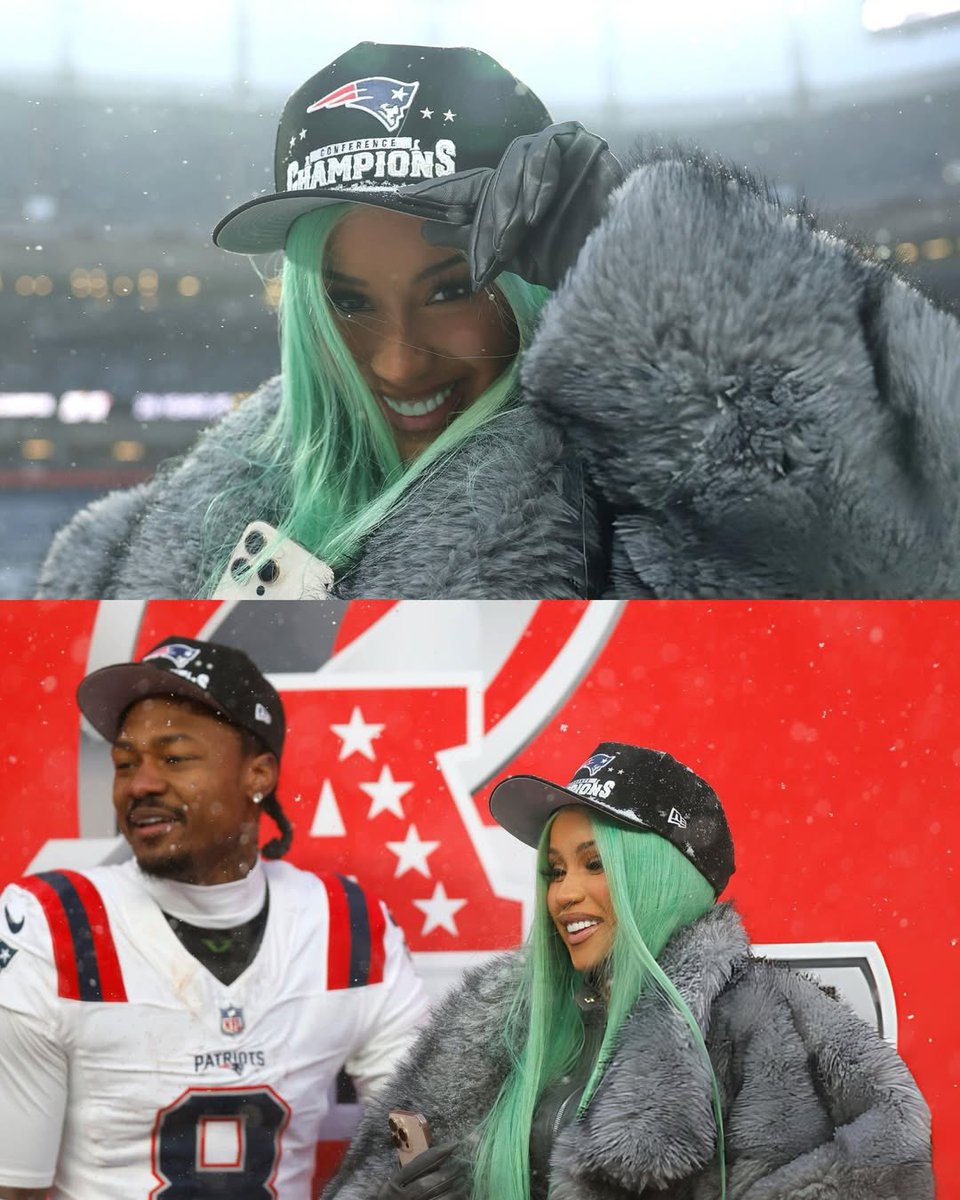 Cardi B &amp; Stefon Diggs after the Patriots win to head to the Super Bowl ❤️‍🔥
