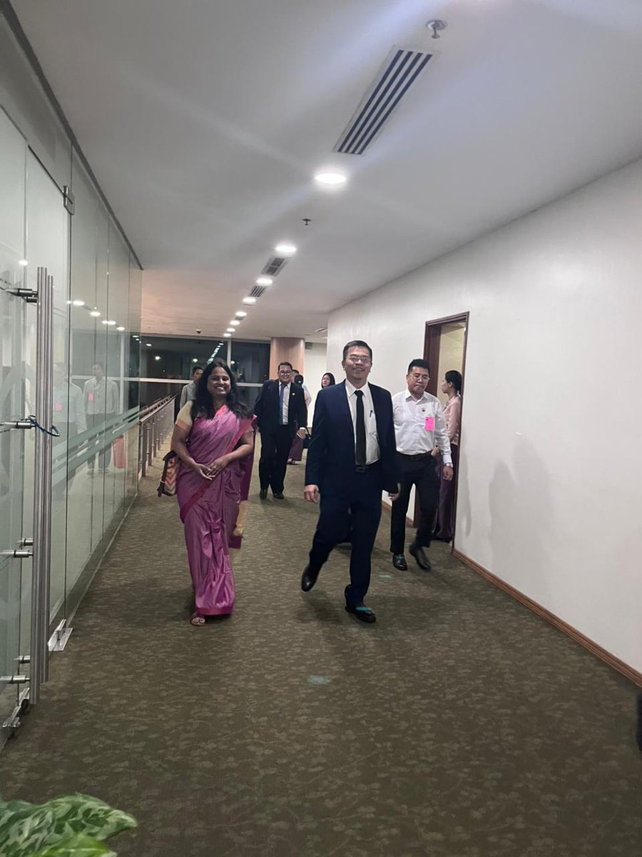 IndiainMyanmar's tweet image. Glad to facilitate participation of Myanmar Deputy Energy Minister U Kyaw Naing Win in the India Energy Week in Goa from 27-30 January 2026. He was seen off by First Secretary Sowmiya A. today from Yangon.

#IndiaEnergyWeek