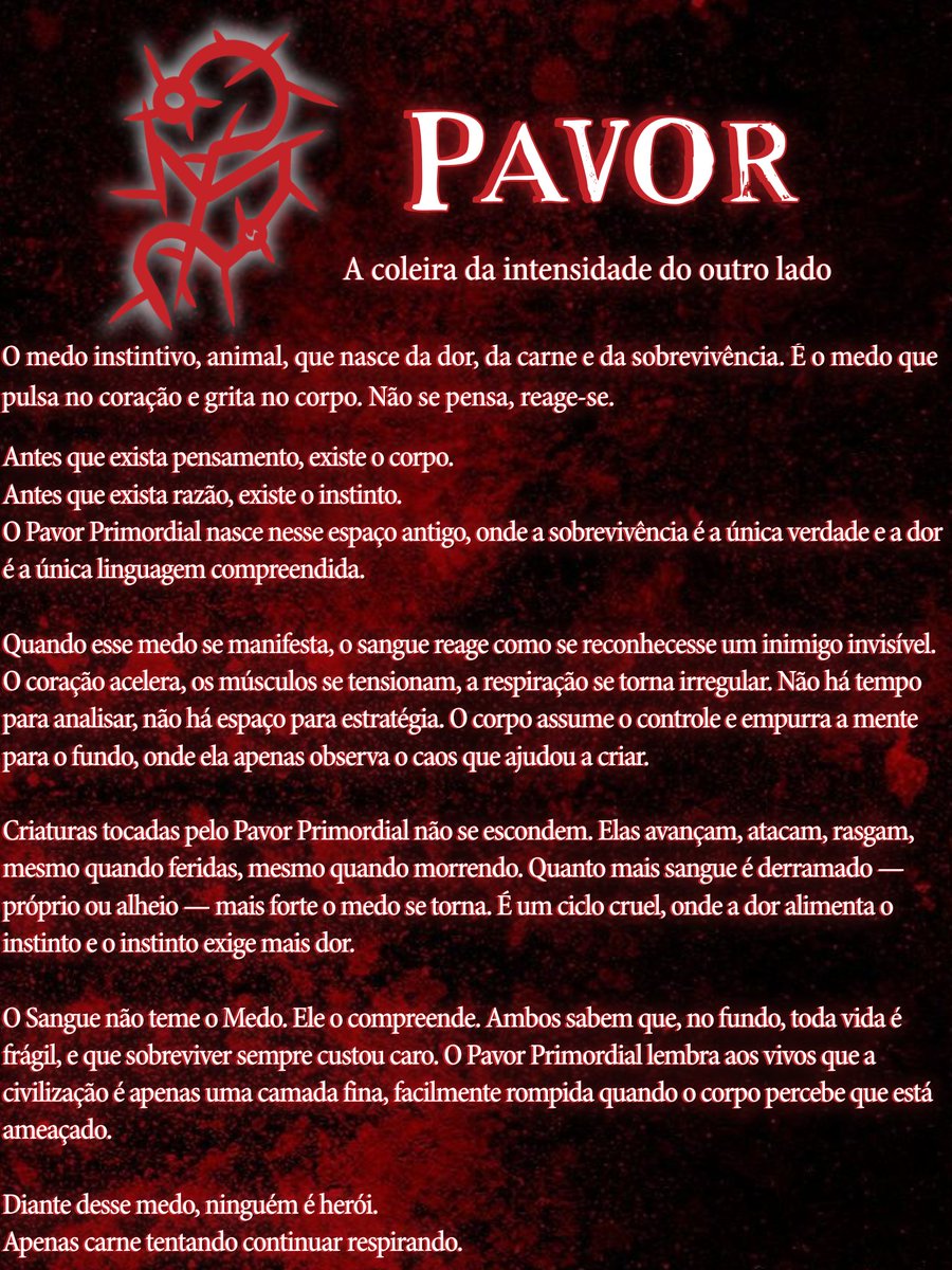 DadoEmCasaRPG's tweet photo. "Diante desse medo, ninguém é herói.
Apenas carne tentando continuar respirando."
#OrdemParanormal #OP4C #4Cavaleiros #RPG
O ELEMENTO DE PAVOR (SANGUE+MEDO) https://t.co/24HaJkbWDE