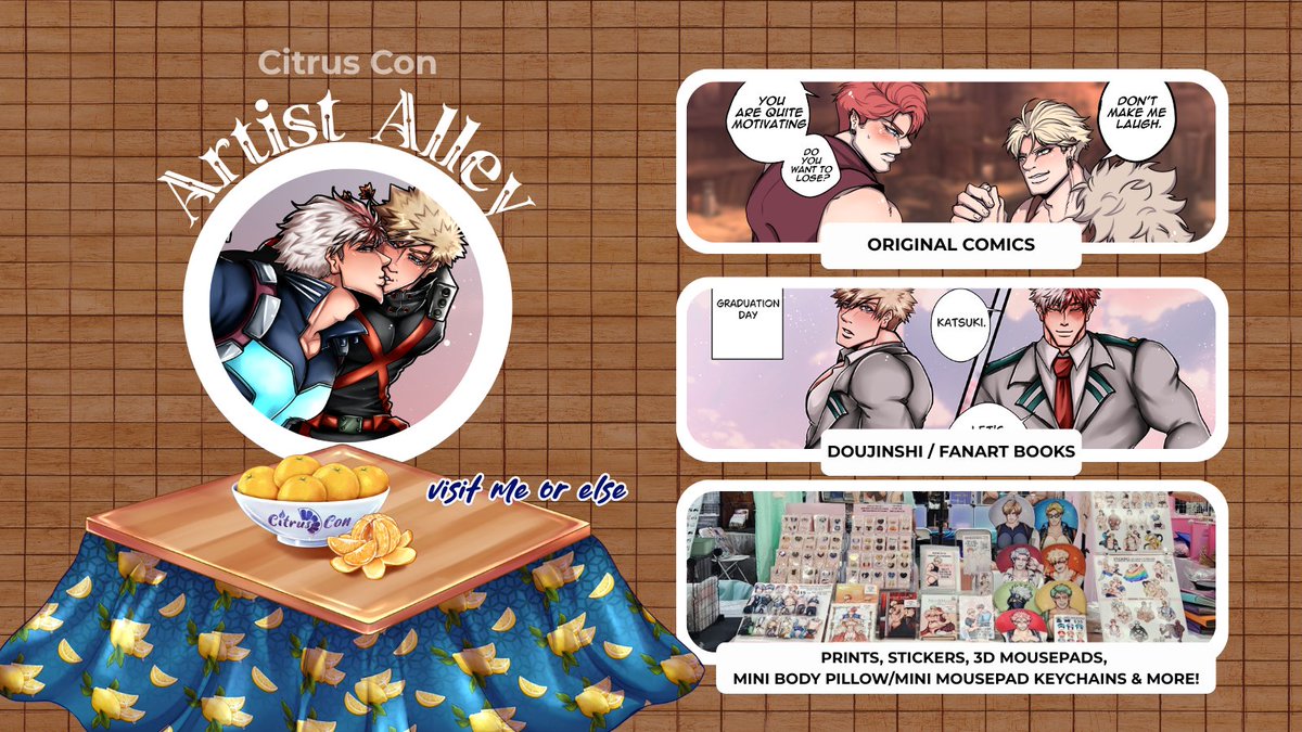 I'll be part of <a href="/CitrusCon/">Citrus Con</a> 's virtual artist alley on 2/27-3/1.

Digital copies of my original comics and Todobaku doujinishi will be available during the event. I'm also working on updating my shop with new merchandise! 

The event is free so be sure to check it out!