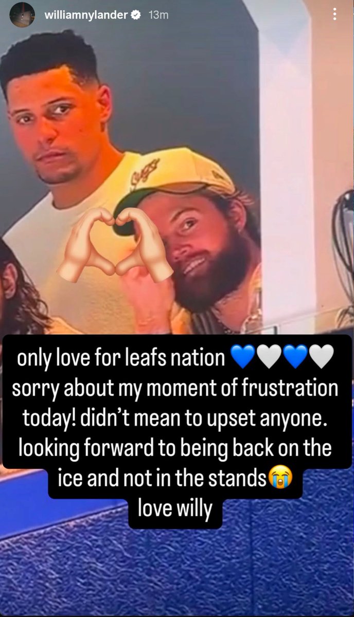 reporterchris's tweet image. William Nylander has apologized for flipping the bird to the camera during today's @TSN_Sports broadcast of Leafs-Avs, calling it a "moment of frustration." 

This is from Nylander's IG: