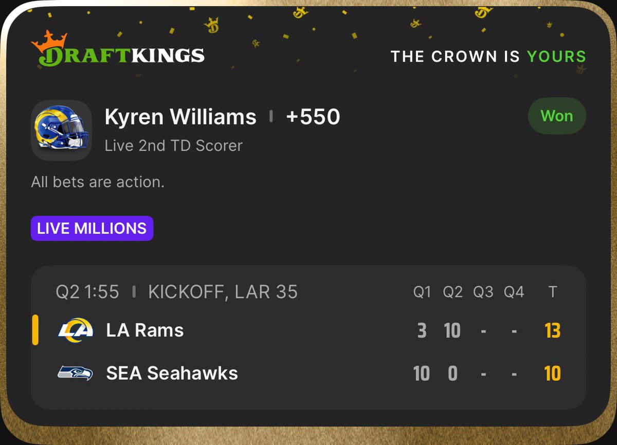 RingerSpencer's tweet photo. Bang Bang #LiveMillions @DKSportsbook https://t.co/qMEs3qpSTg