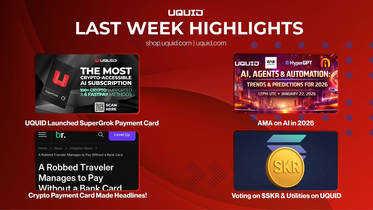 It was a massive week for the Uquid ecosystem as we continue to bridge the  gap between Web3 and real-world utility! 🚀 Last Week Highlights: 💳  #SuperGrok Payment Card Launch: We introduced