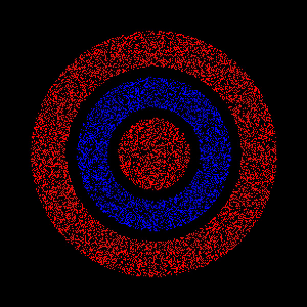 AkiyoshiKitaoka's tweet image. 人にもよるが、1メートル以上離れて見た方が効果が大きい。6割の人は、黒背景で赤（長波長）が手前に見え、2割の人は青（短波長）が手前に見え、2割の人には色立体視は起こらないか、あるいは赤が手前に見えたり青が手前に見えたりするようである。教科書などによく書いてある「赤は進出色だから手前に…